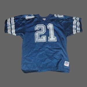 Deion Sanders #21 Dallas Cowboys Vintage 90s Wilson Blue Jersey Youth L Team NFL